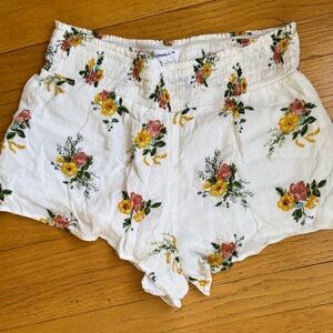 O'Neill White Floral High Waist Shorts